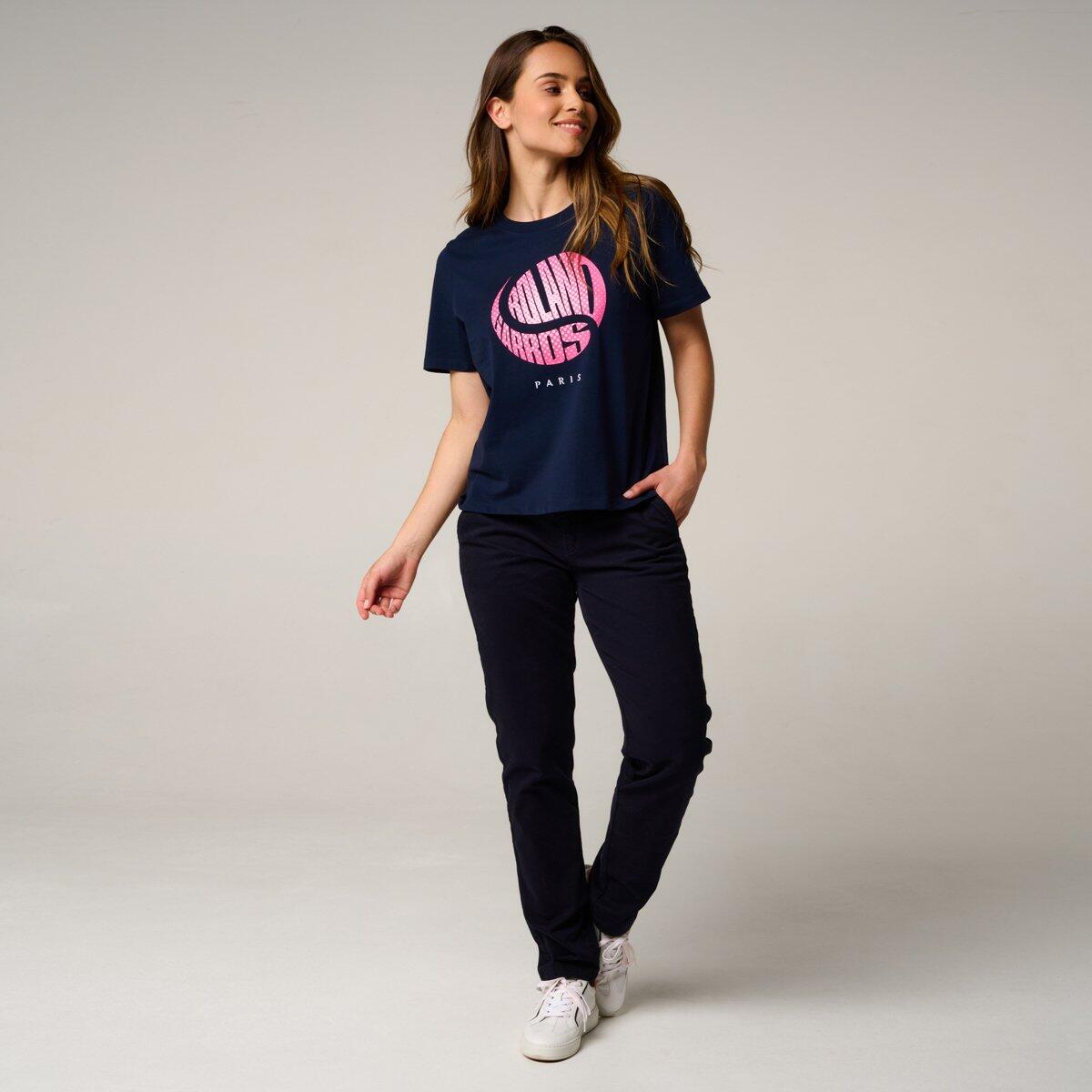T-shirt Balle crop femme Roland-Garros - Marine 3/5