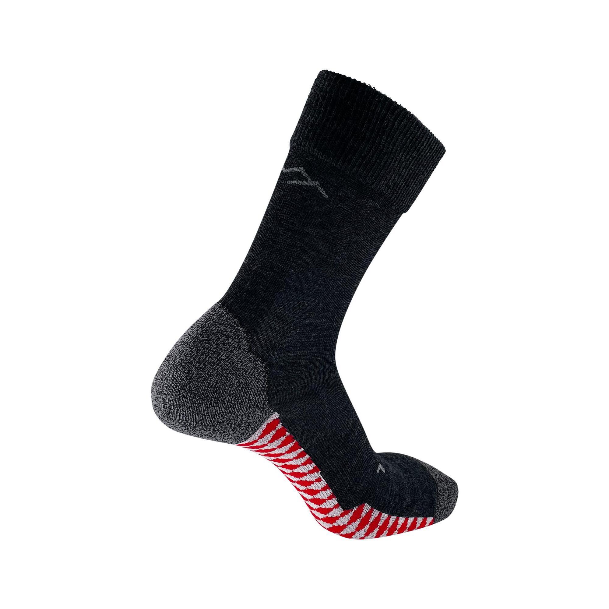 Drassn - Chaussettes De Randonnée Mérinos Vohenstrauß Femmes/hommes Respirantes Drassn - Chaussettes - Blanc|gris|rouge - 45/47 - Decathlon