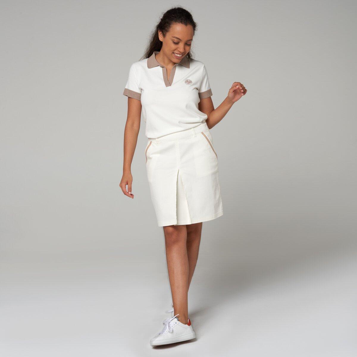 Jupe gabardine femme Roland-Garros - Ecru 2/5