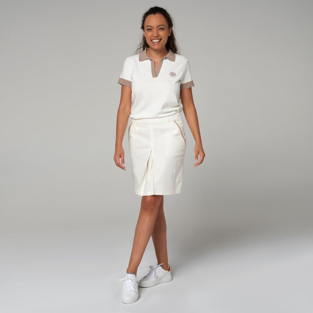 Jupe gabardine femme Roland-Garros - Ecru 3/5
