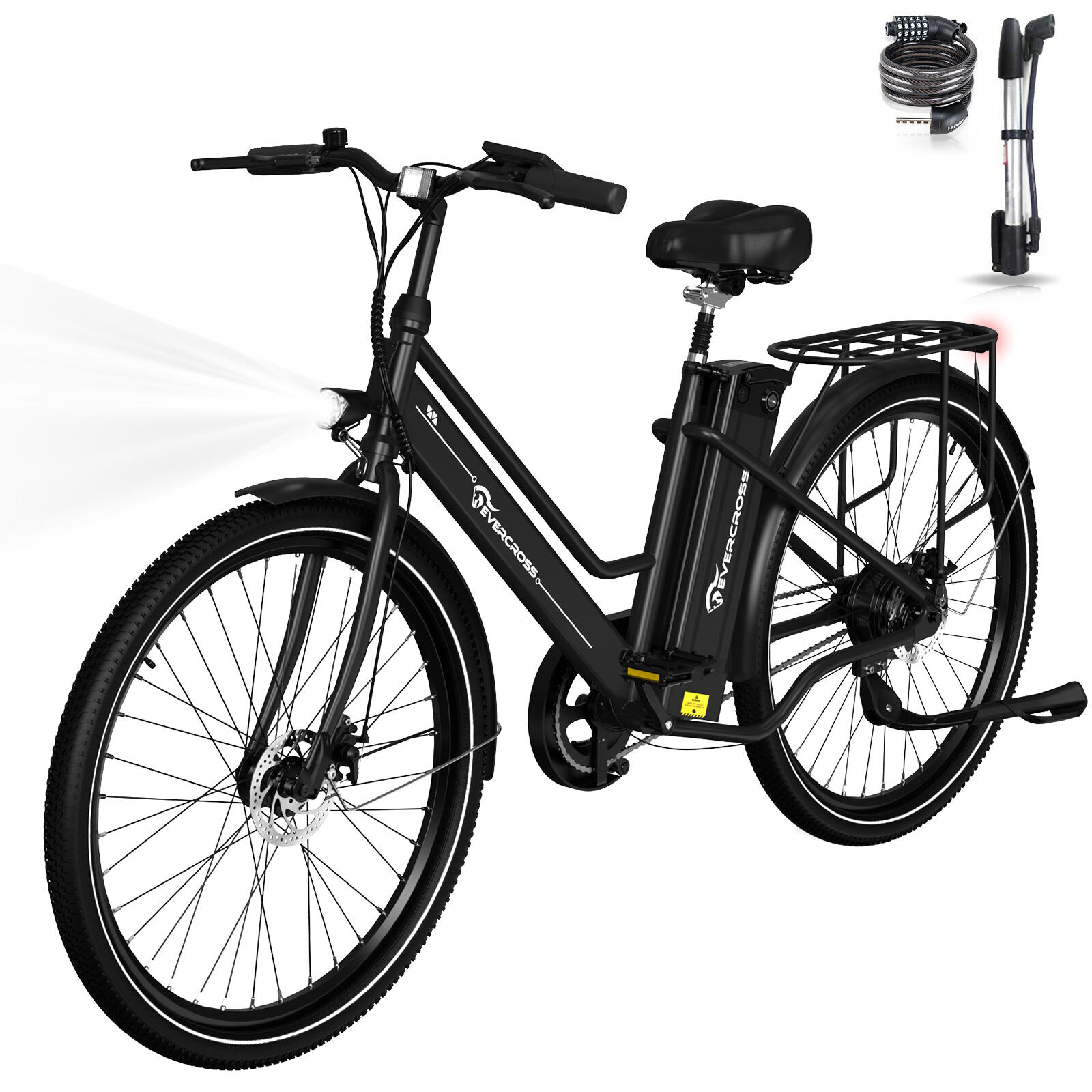 EVERCROSS Elektrische fiets voor volwassenen met band 26'' 36V 15.6Ah APP EVERCROSS EK8