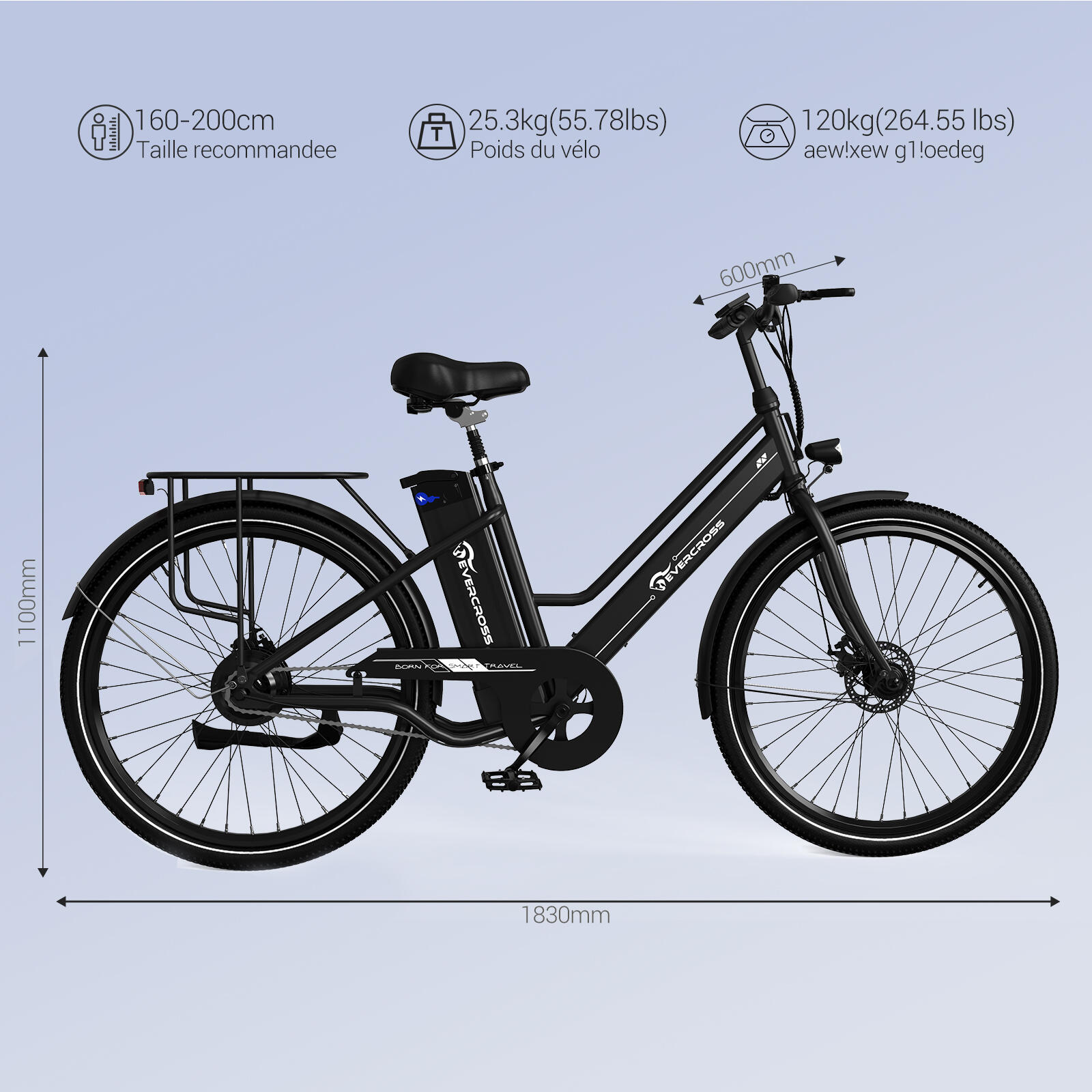 Bici Elettrica Adulti con Pneumatico 26'' 36V15,6Ah APP EVERCROSS - EK8 2/8