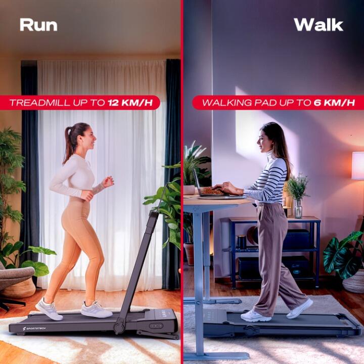 Sportstech Tapis de course sPad1000 | Treadmill jusqu'à 12 km/H | 19% d'inclinai