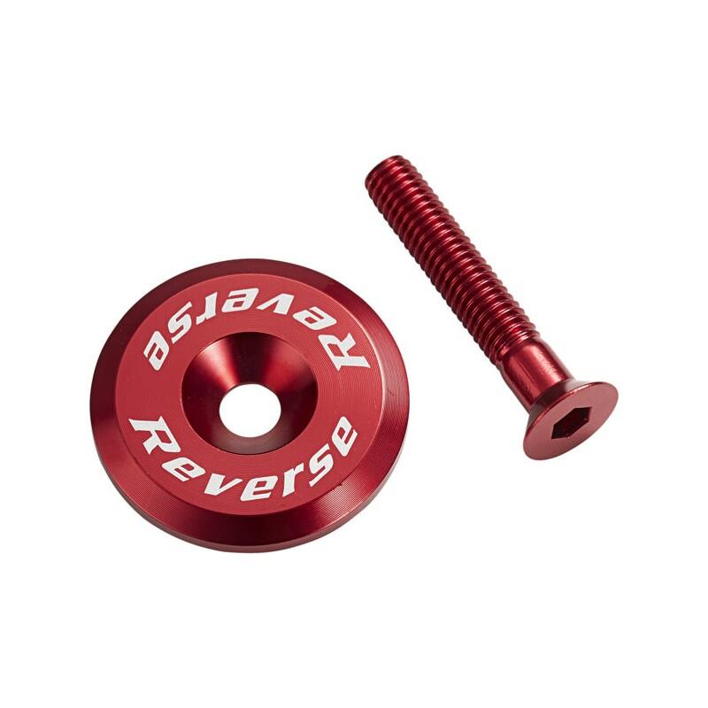 REVERSE Steuersatzkappe mit Aluminiumschraube - rot