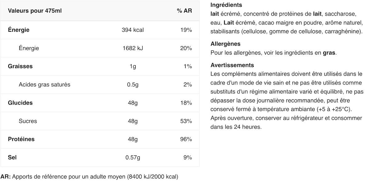 Boissons protéinées - Protein XL Shake - Chocolat Banane Pack de 12 2/3