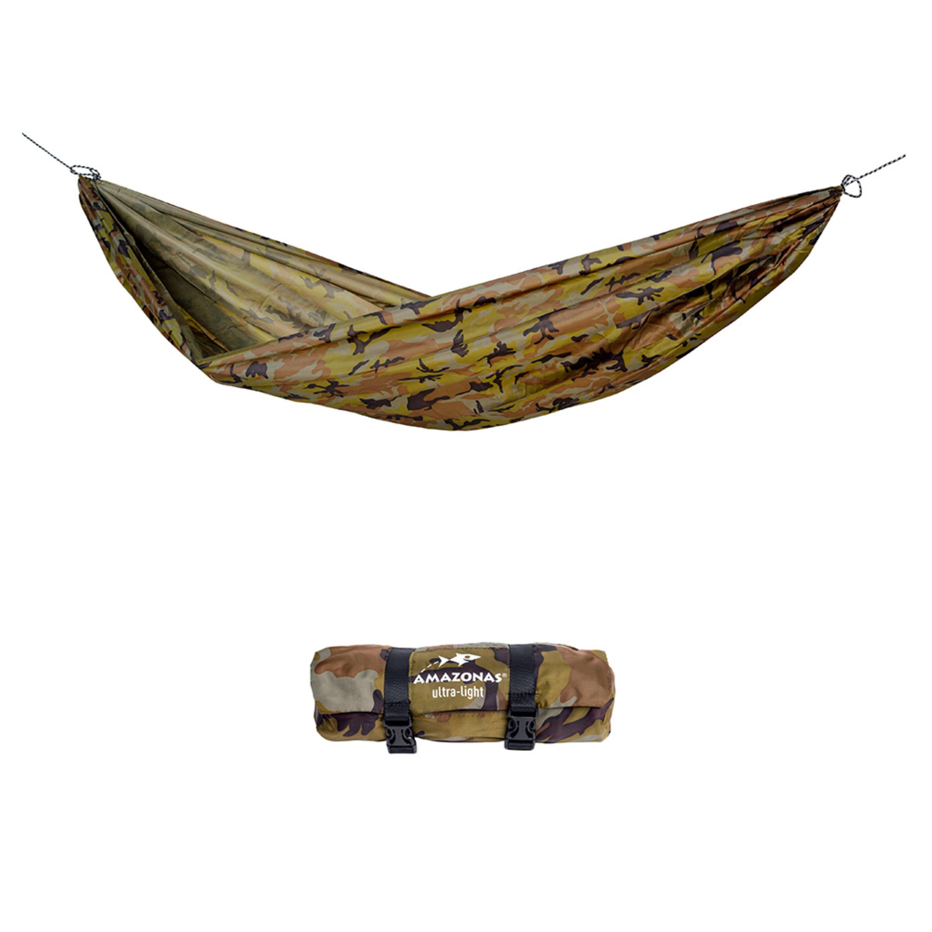 AMAZONAS One- Person Hammock Travel Set With Ropes Included - Camouflage