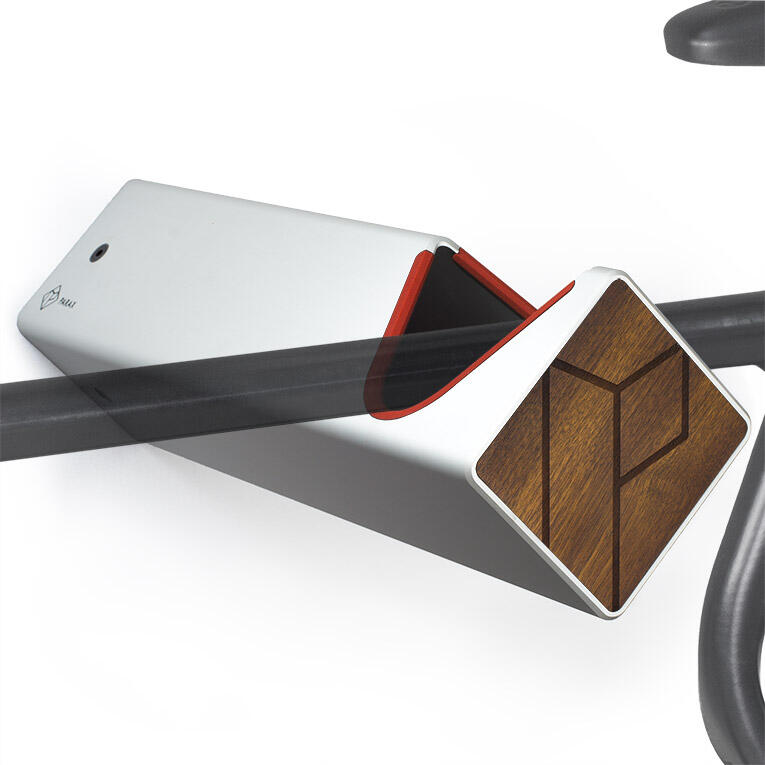 PARAX Fiets wandhouder - hout en aluminium - zilver - kebony - D-RACK