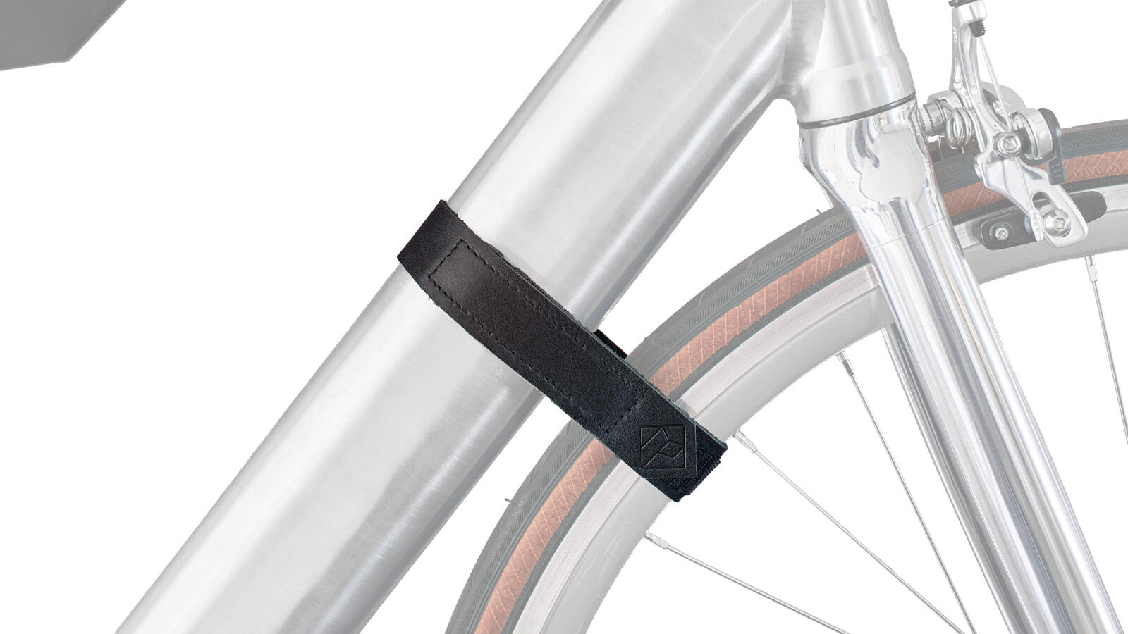 PARAX Cinghia in pelle per bicicletta - fissaggio ruota anteriore - nero - D-STRAP
