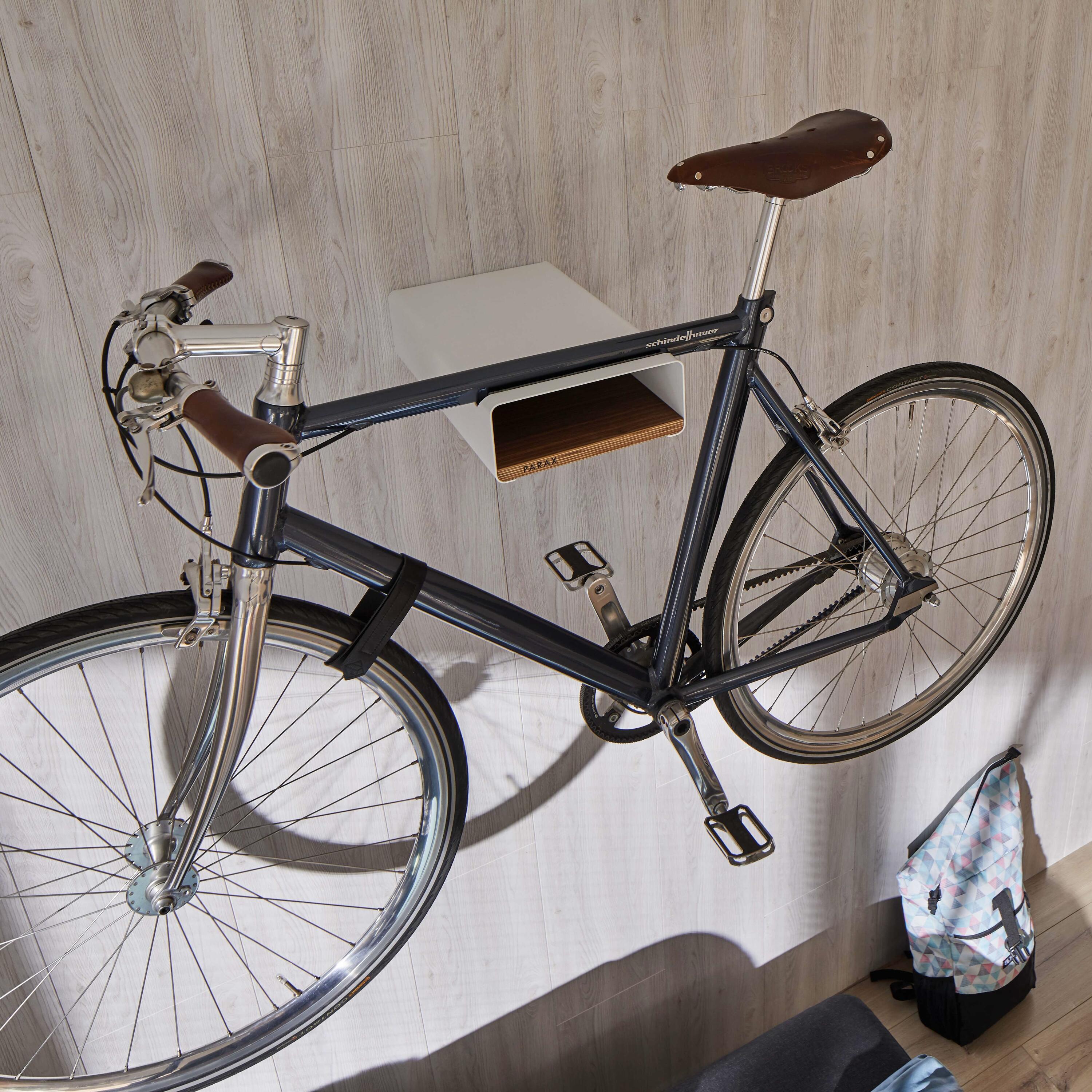Fiets wandhouder - hout en aluminium - plank - wit - S-RACK 2/5
