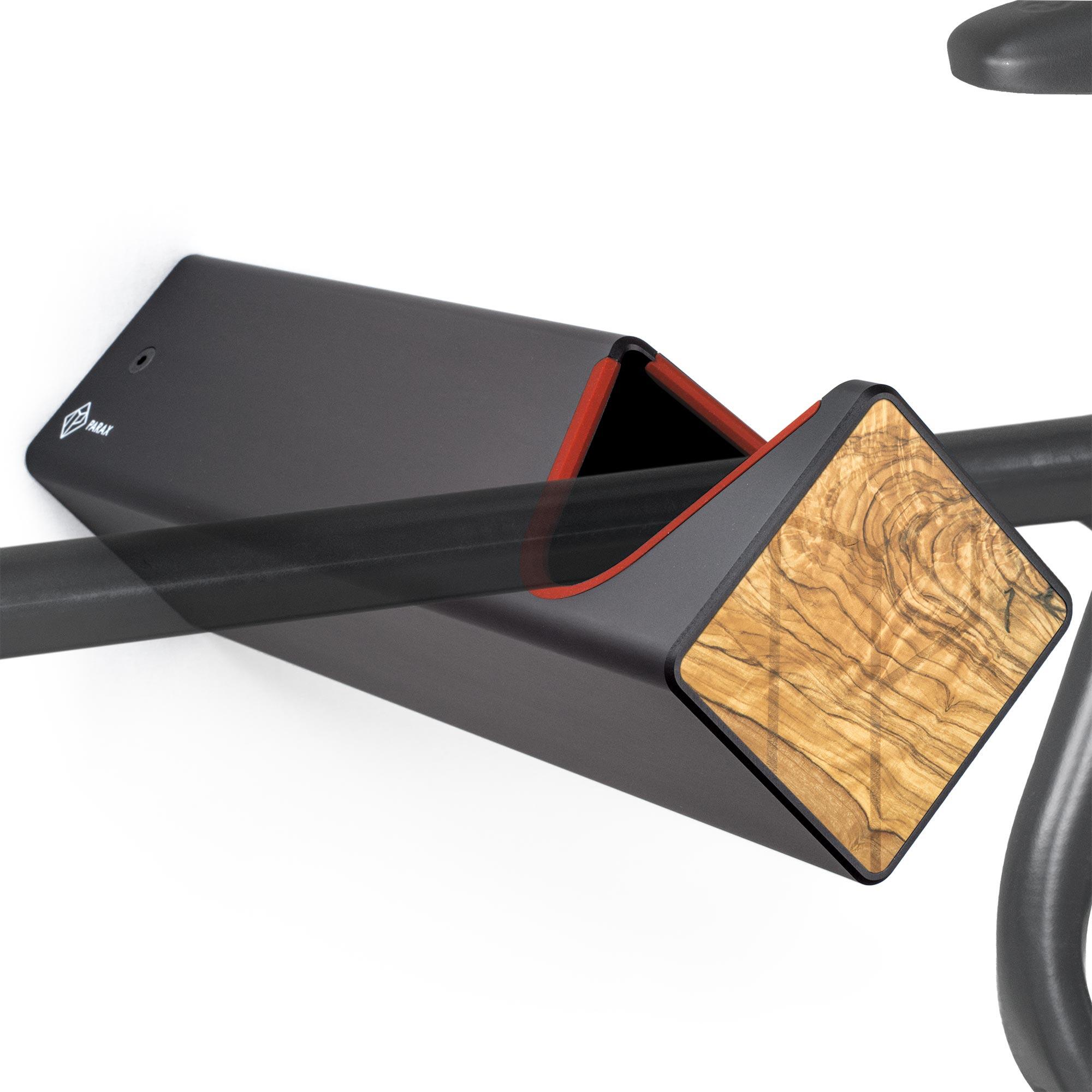 PARAX Supporto da parete per bici - legno e alluminio - nero - olive - D-RACK