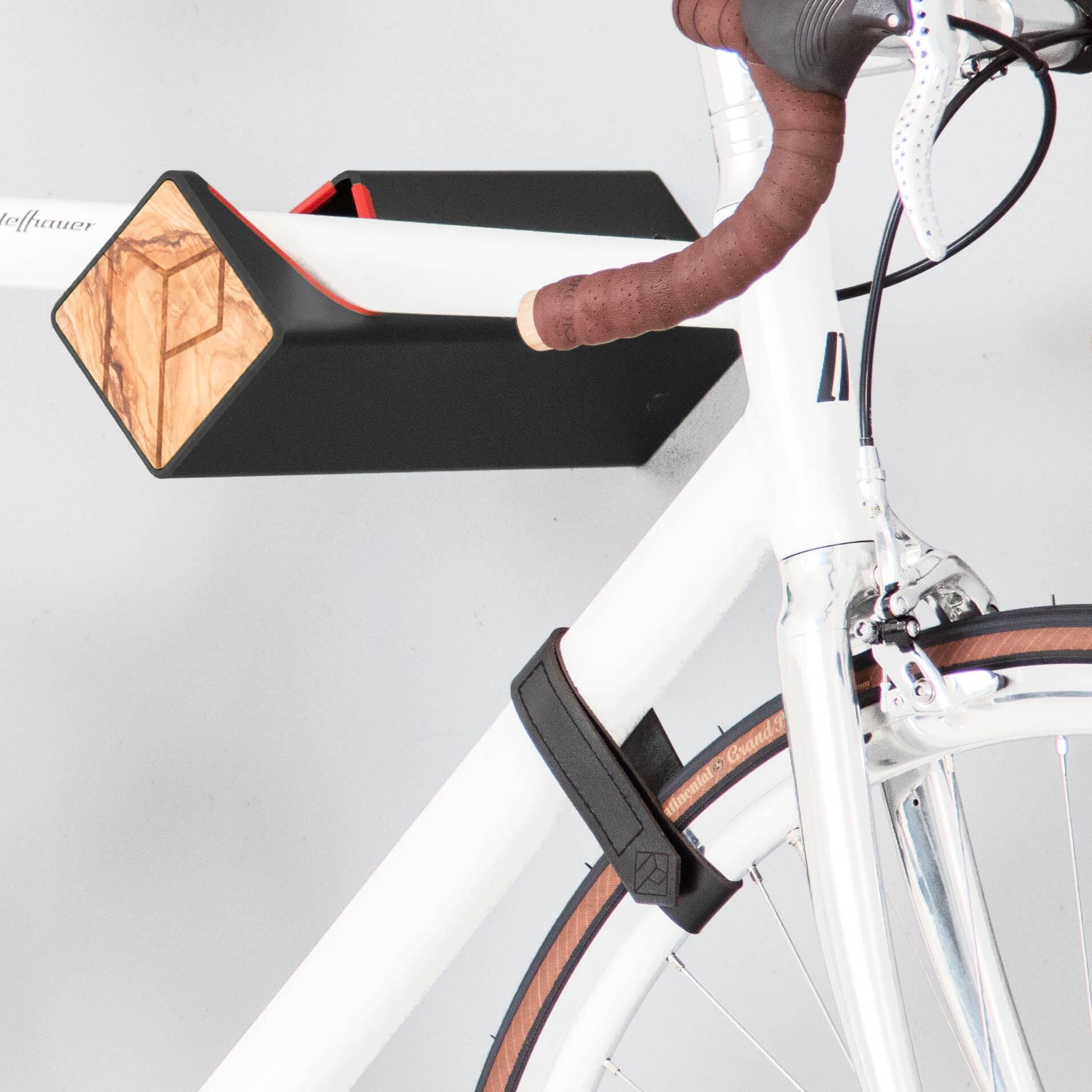 Cinghia in pelle per bicicletta - fissaggio ruota anteriore - nero - D-STRAP 2/2