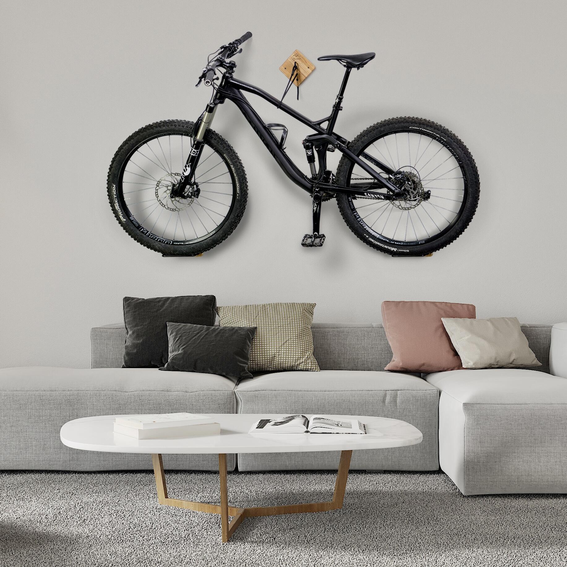 Fiets wandhouder - geschikt voor alle fietsen - eik en aluminium - U-RACK 3/5