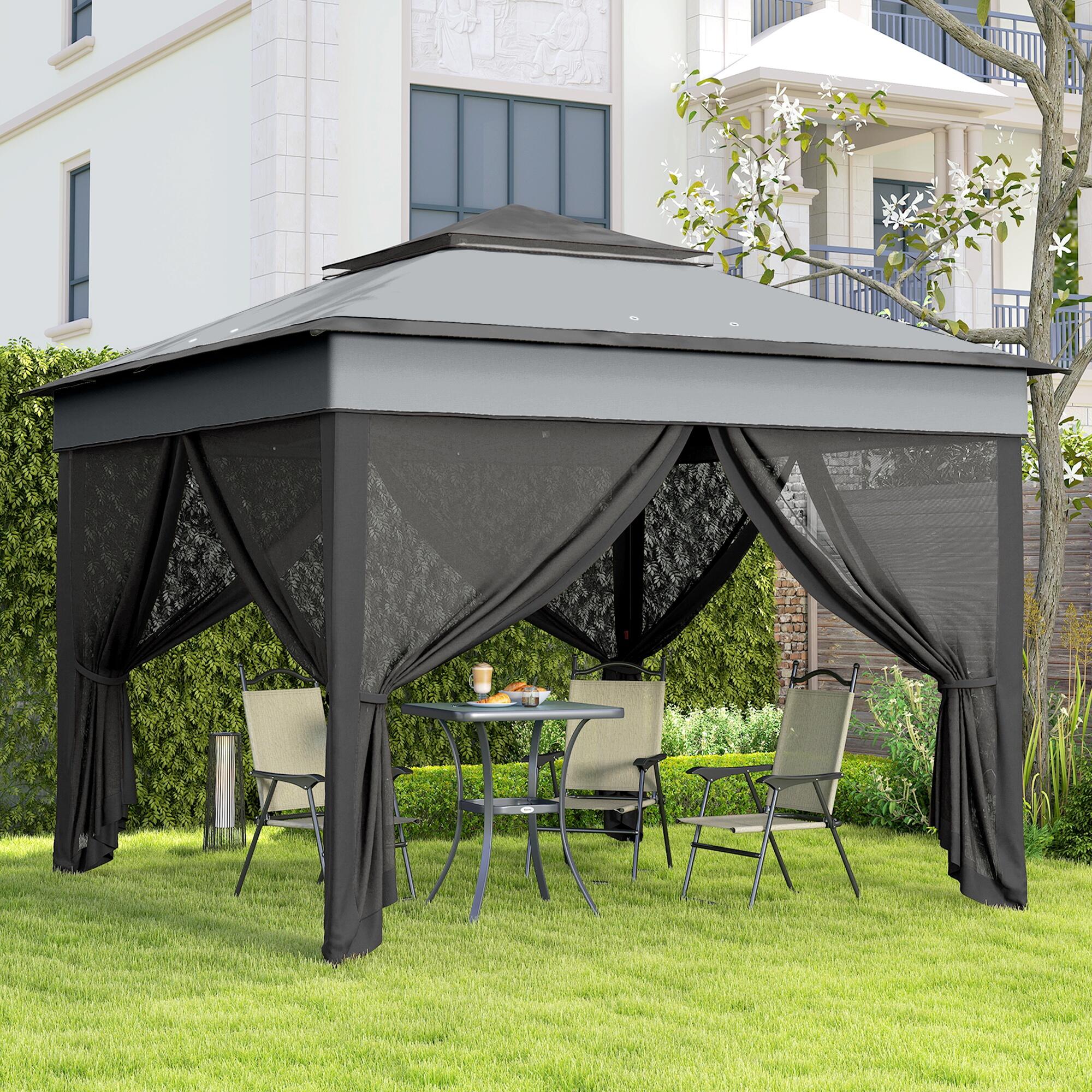 Tenda dobrável 326x326x272 cm cinzento Outsunny 7/7