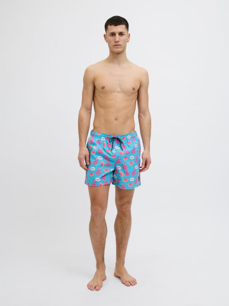 Short de bain homme JPSTMAUI Novelty AOP Scuba Blue 4/7