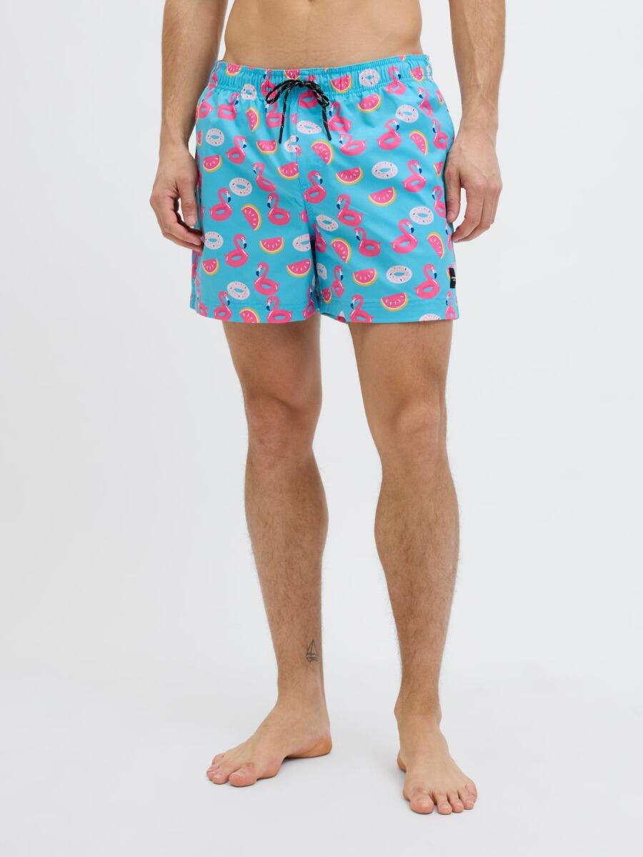 Short de bain homme JPSTMAUI Novelty AOP Scuba Blue 3/7