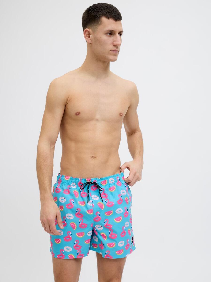 Short de bain homme JPSTMAUI Novelty AOP Scuba Blue 1/7