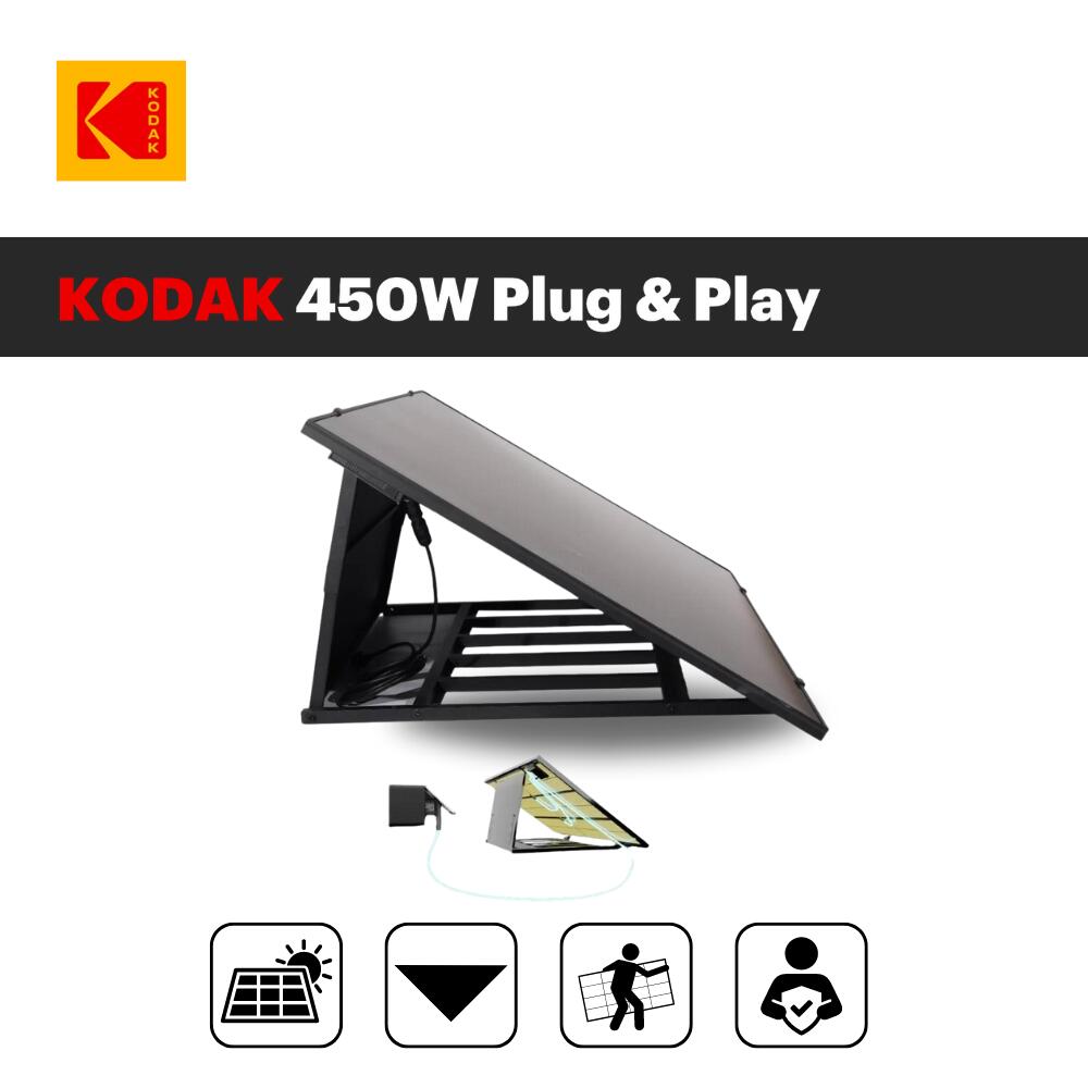 Kodak - Station Solaire Kodak 450w Plug & Play Avec Micro-onduleur Evt-400r - Panneau Solaire - Noir - No Size - Decathlon
