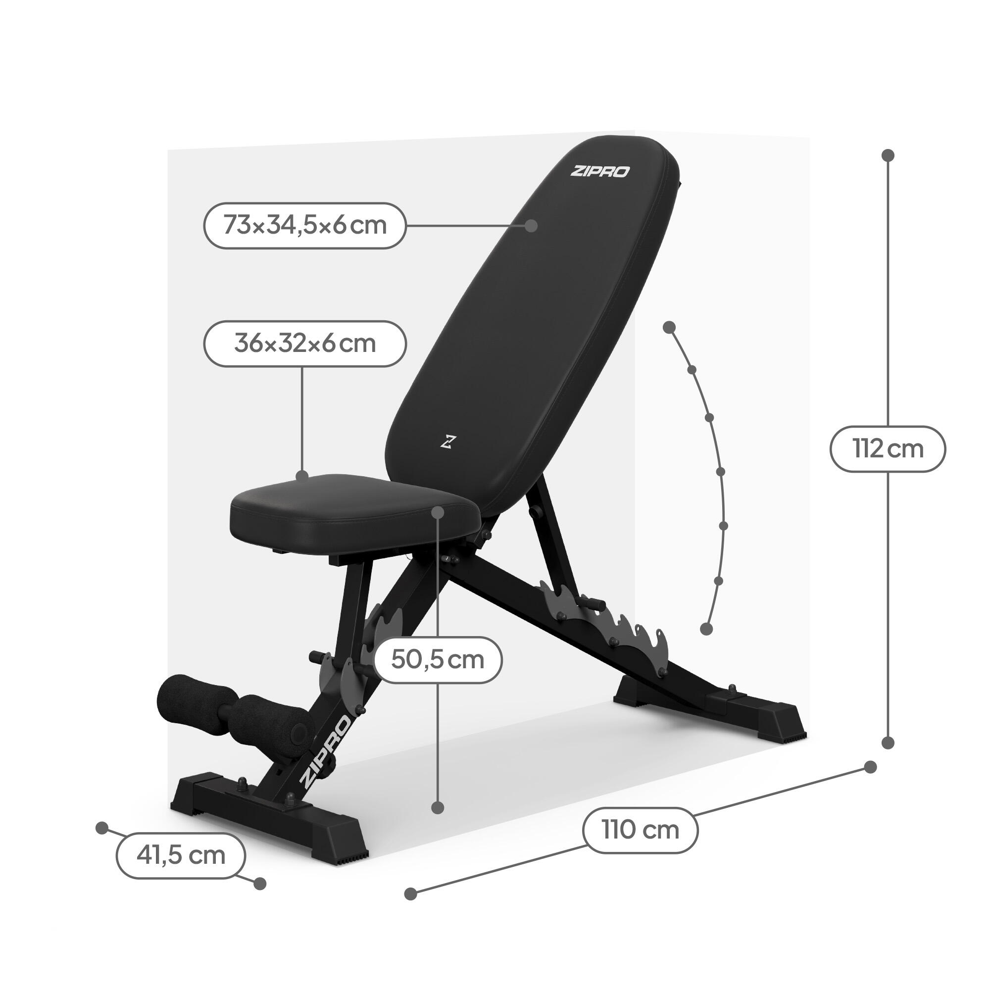 Banc de musculation Zipro Jacked réglable inclinable et déclinable, abdominaux 6/8