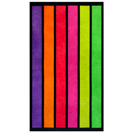 Serviette de plage éponge velours Jacquard Multicolore 100x175 - Happy Fresh