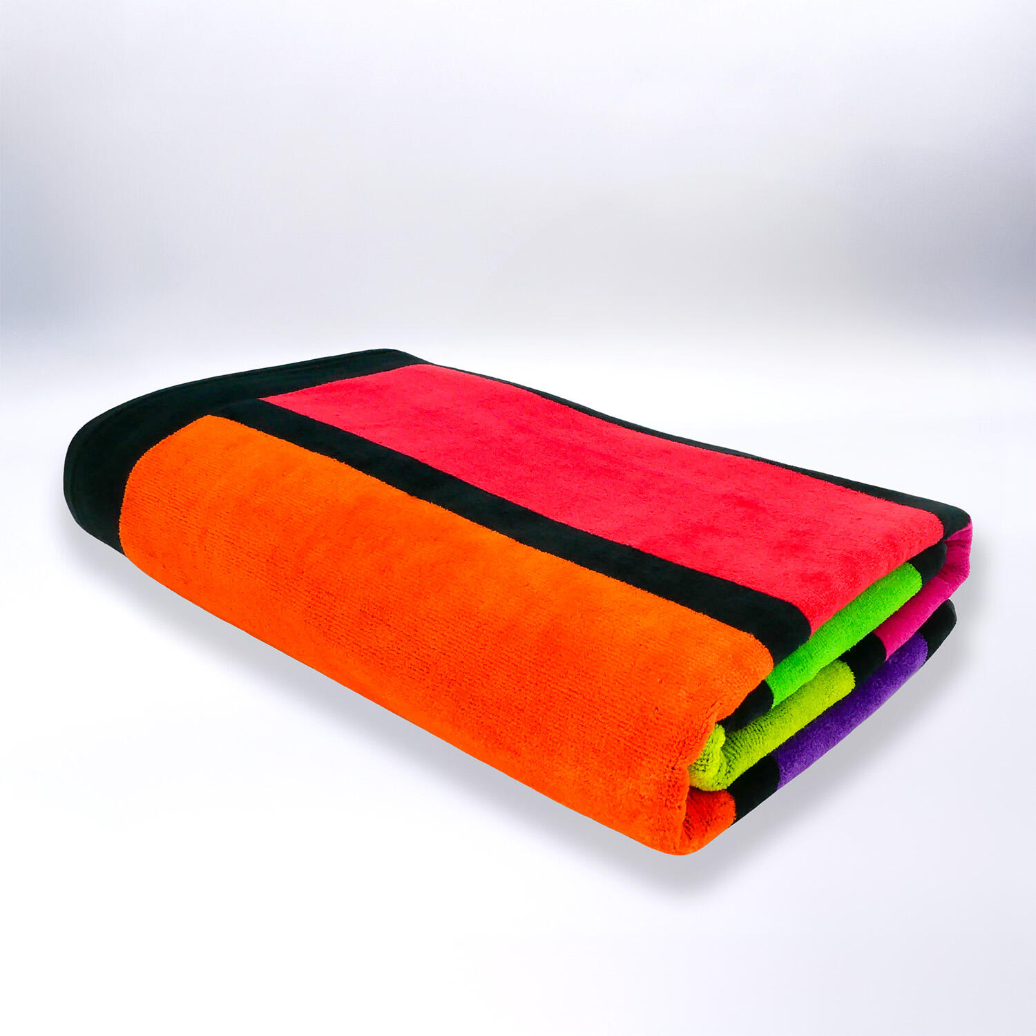 Serviette de plage éponge velours Jacquard - Happy Fresh - 100x175cm - 470g/m² 3/4