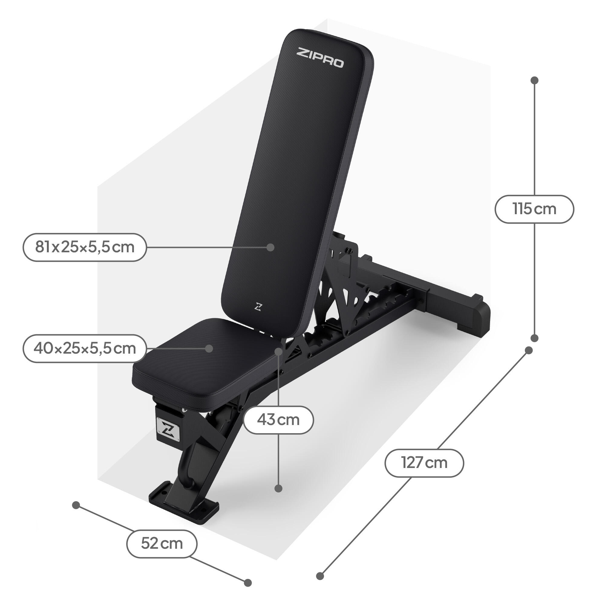 Banc de musculation Zipro Nocardio réglable inclinable et déclinable, abdominaux 7/8