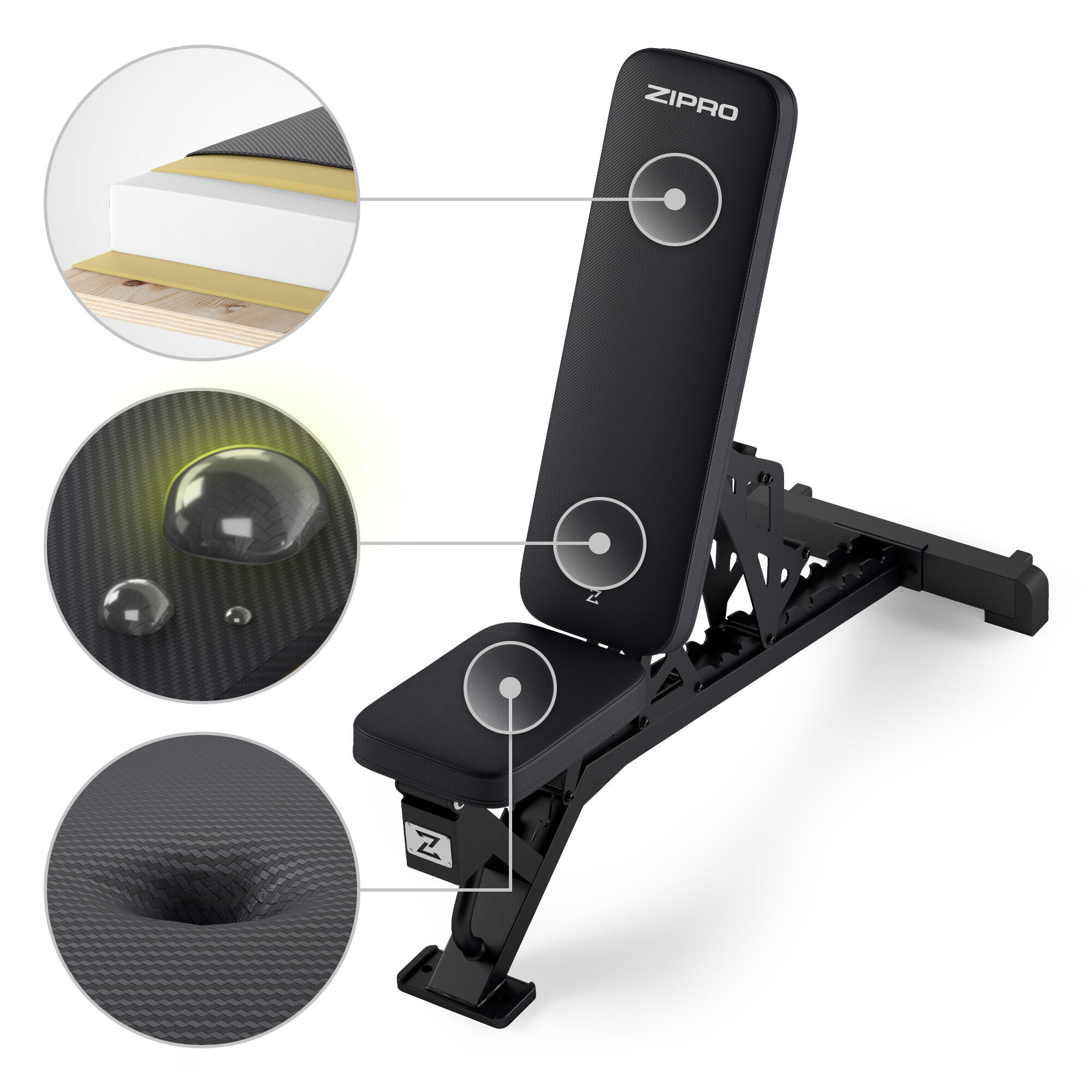 Banc de musculation Zipro Nocardio réglable inclinable et déclinable, abdominaux 5/8