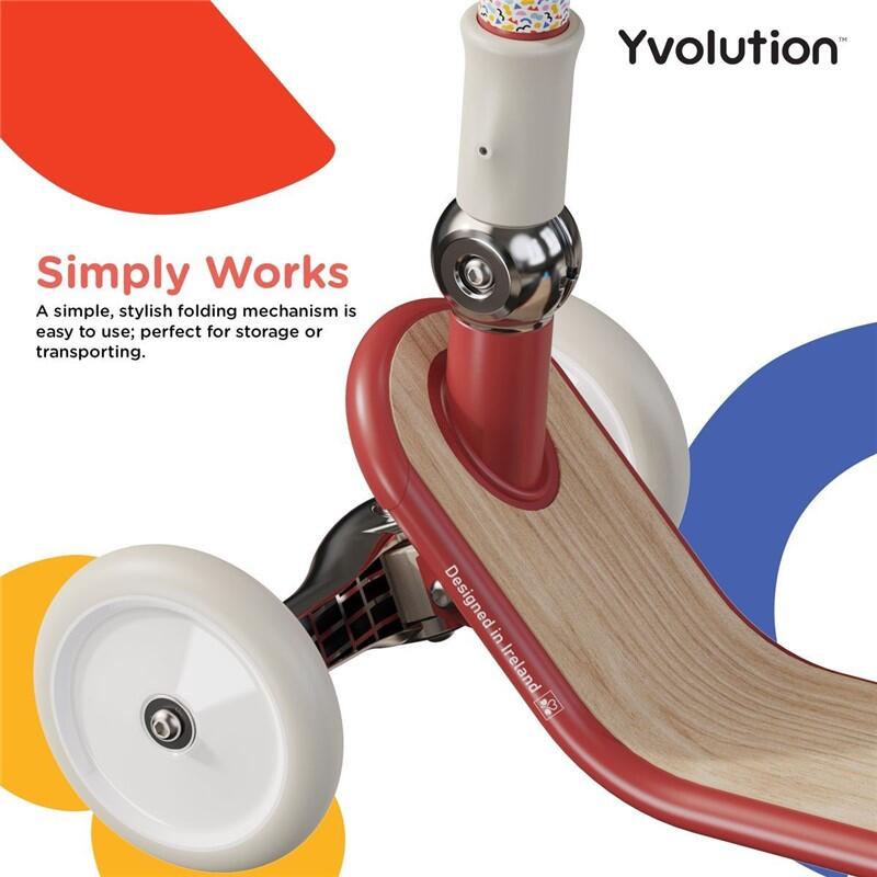 PATINETE 3 RUEDAS PARA NIÑOS YVOLUTION CLASSIC ROJO 2/5