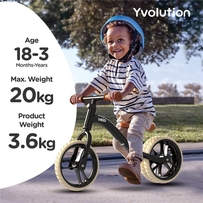 BICICLETA EQUILIBRIO SIN PEDALES PARA NIÑOS YVOLUTION YVELO JUNIOR AIR NEGRA 6/6