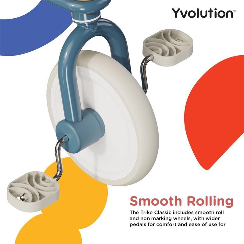 TRICICLO CON PEDALES VINTAGE PARA NIÑOS YVOLUTION CLASSIC AZUL 3/6
