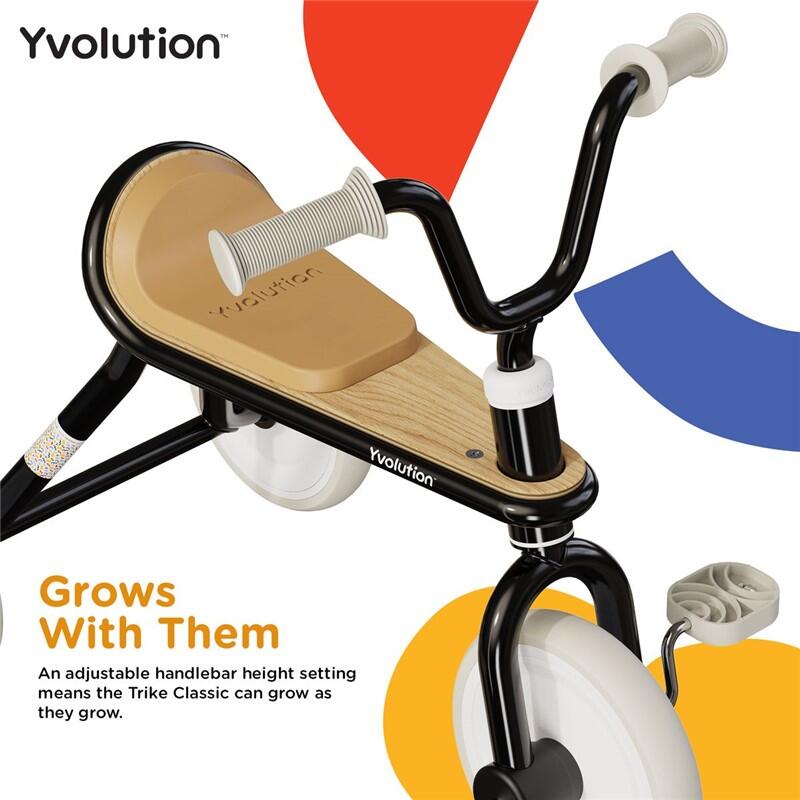 TRICICLO CON PEDALES VINTAGE PARA NIÑOS YVOLUTION CLASSIC NEGRA 5/6