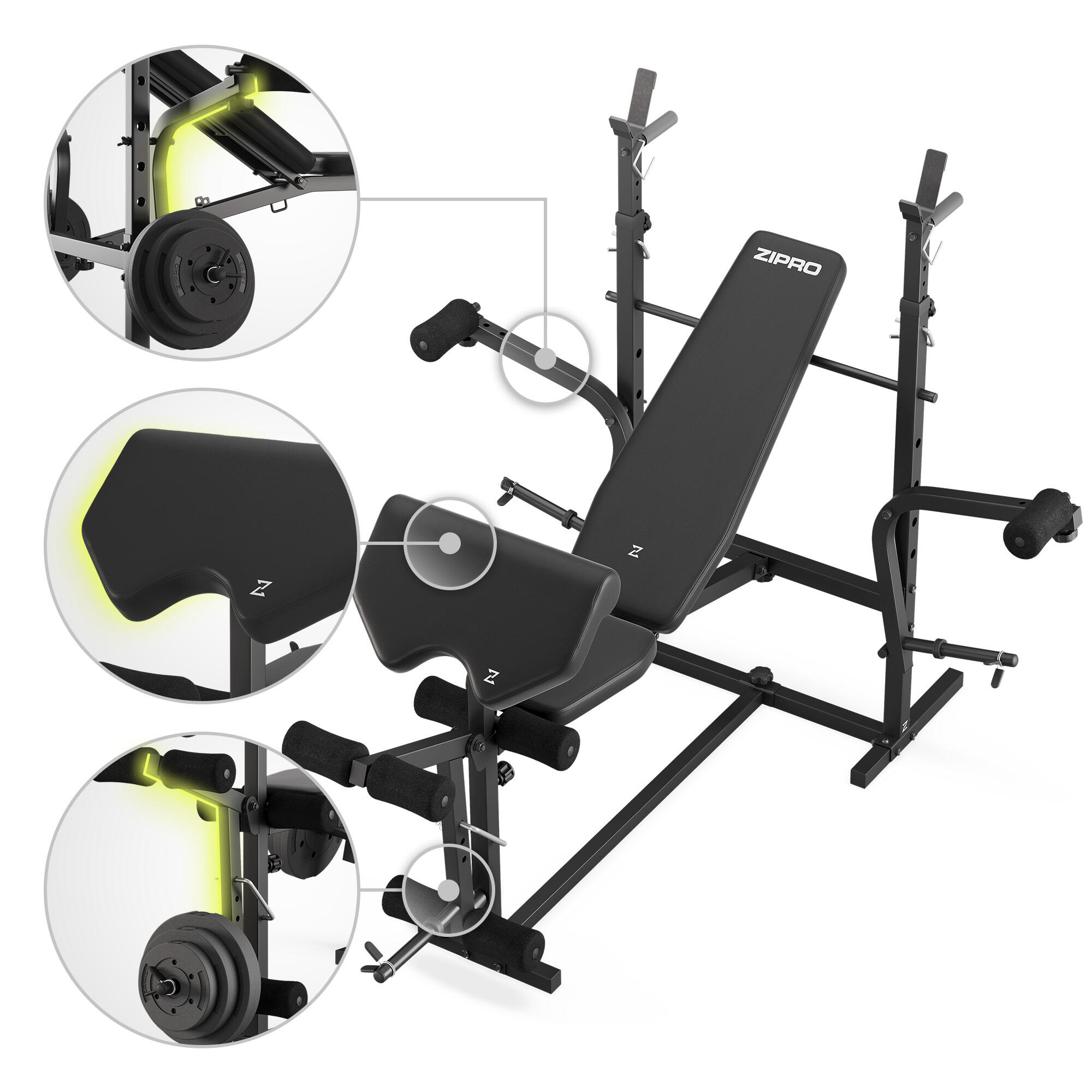 Banc de musculation Zipro Ripped avec pupitre à biceps, support de barre 6/8