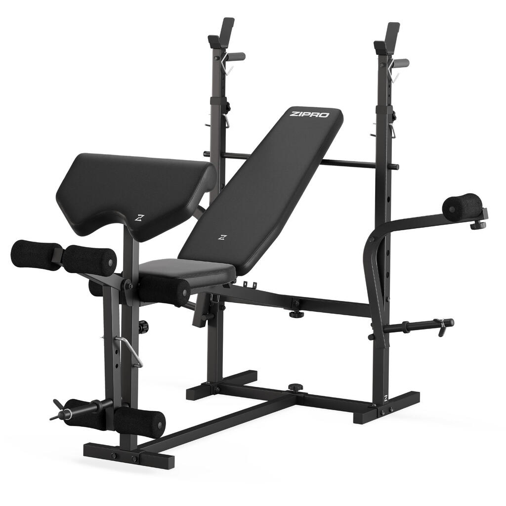 Weight Bench Zipro Ripped Universal with Preacher Curl Pad and Barbell Rack