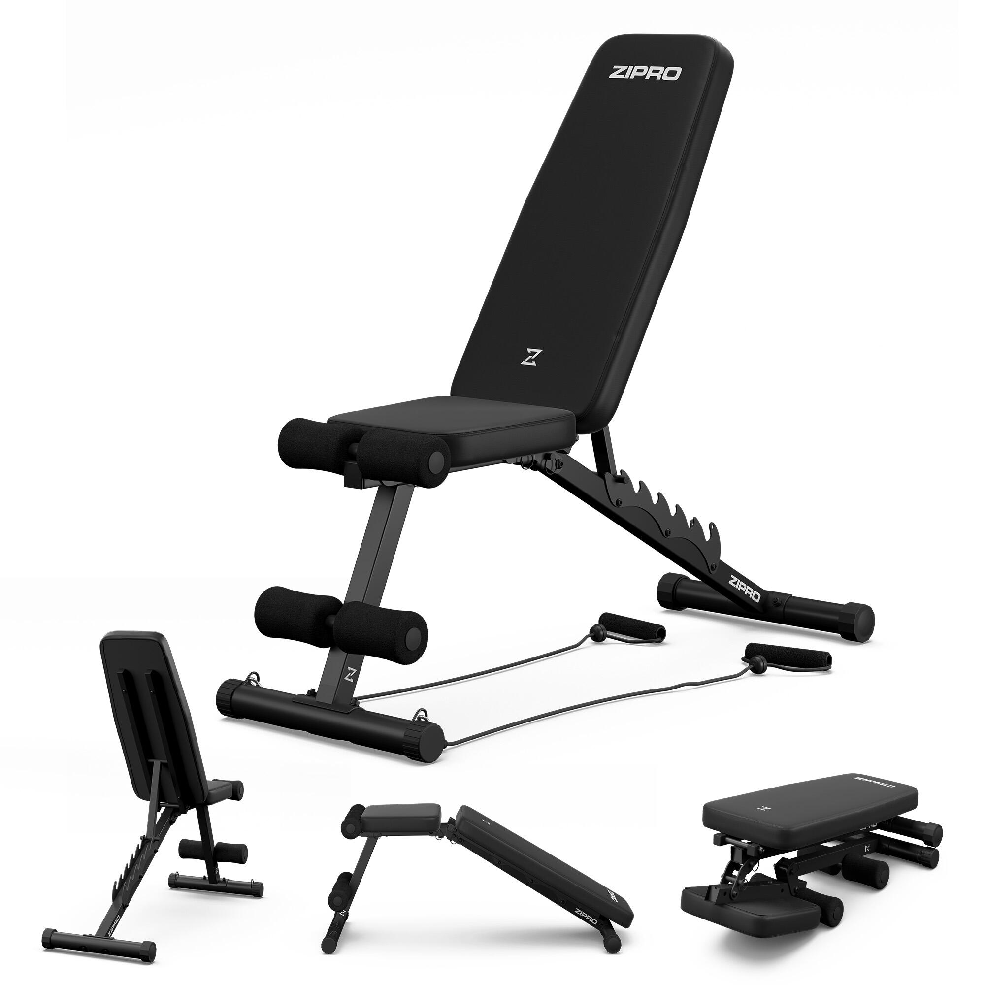 ZIPRO Panca fitness Zipro Tempo pieghevole regolabile con estensore bodybuilding