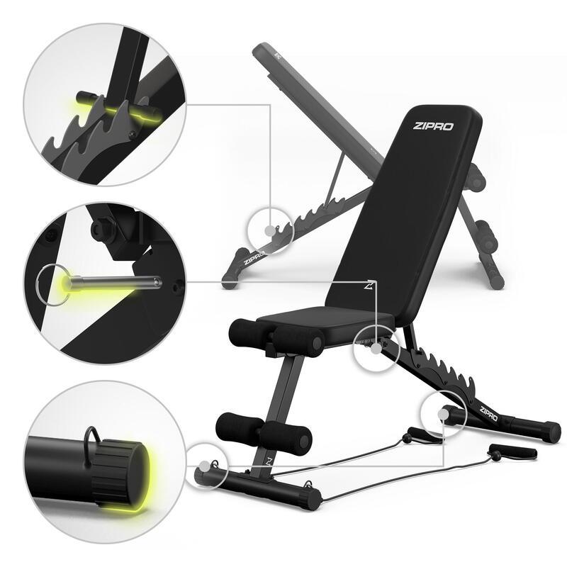 Bancă bodybuilding reglabilă Zipro Tempo cu extensor