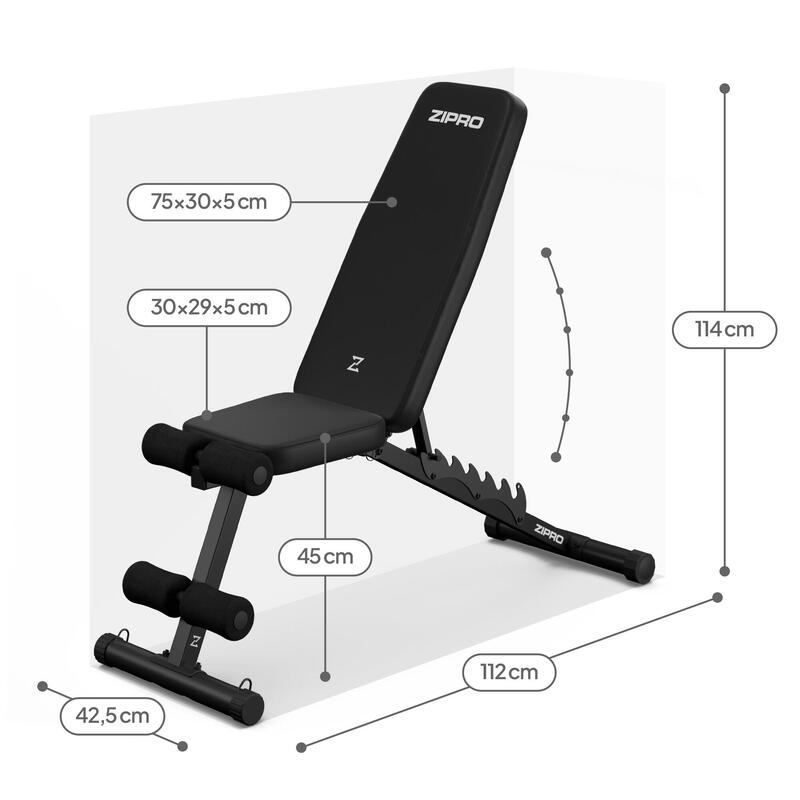 Bancă bodybuilding reglabilă Zipro Tempo cu extensor
