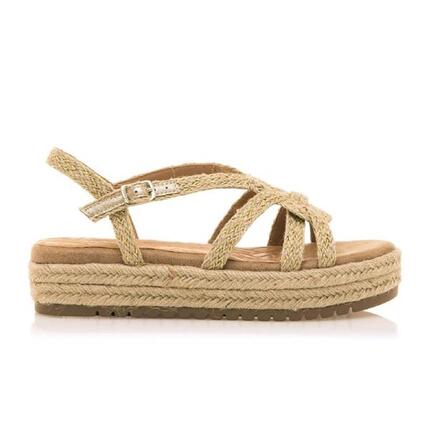 Flache Sandalen Damen Mustang Beige