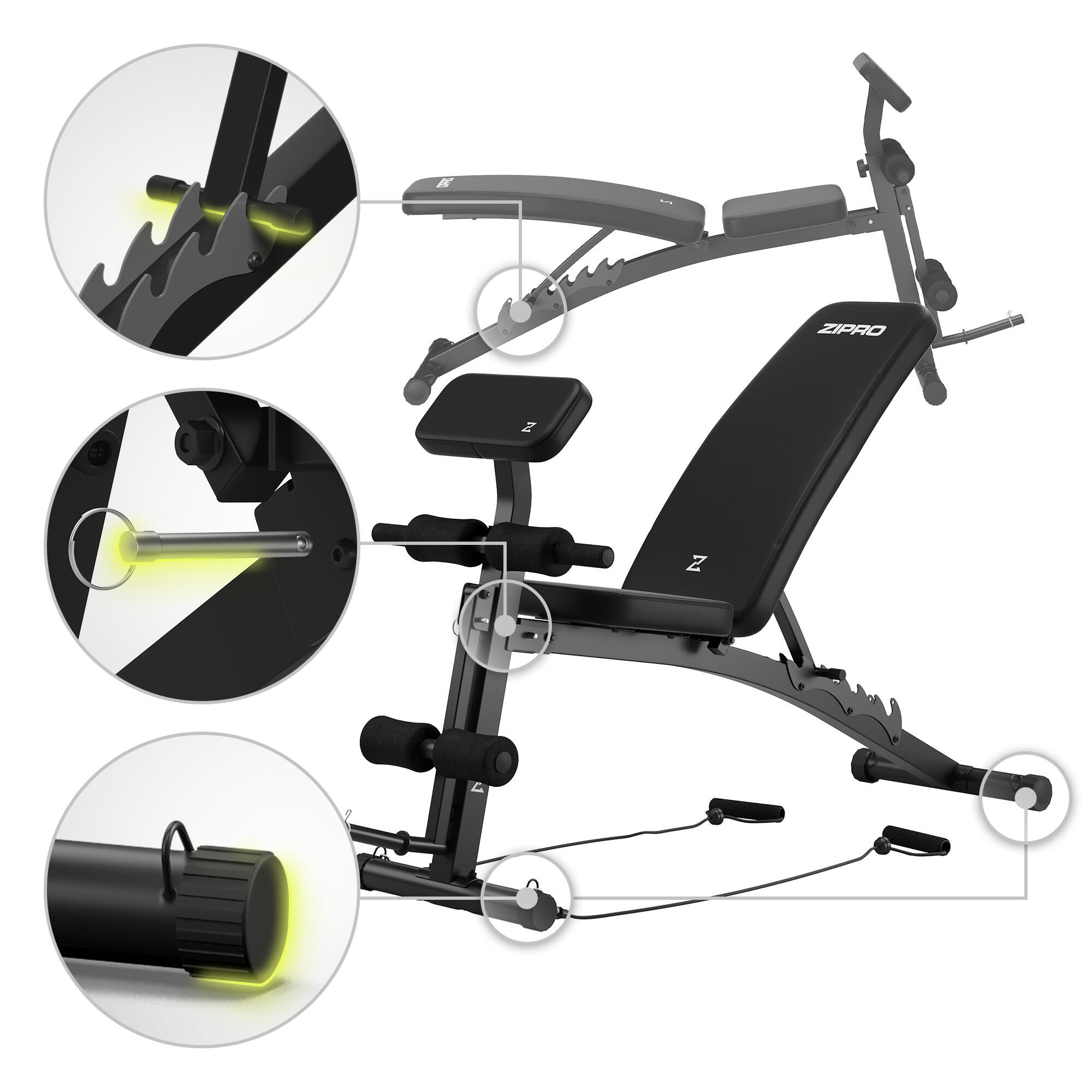 Banc de musculation Zipro Volume réglable avec pupitre à biceps 5/8