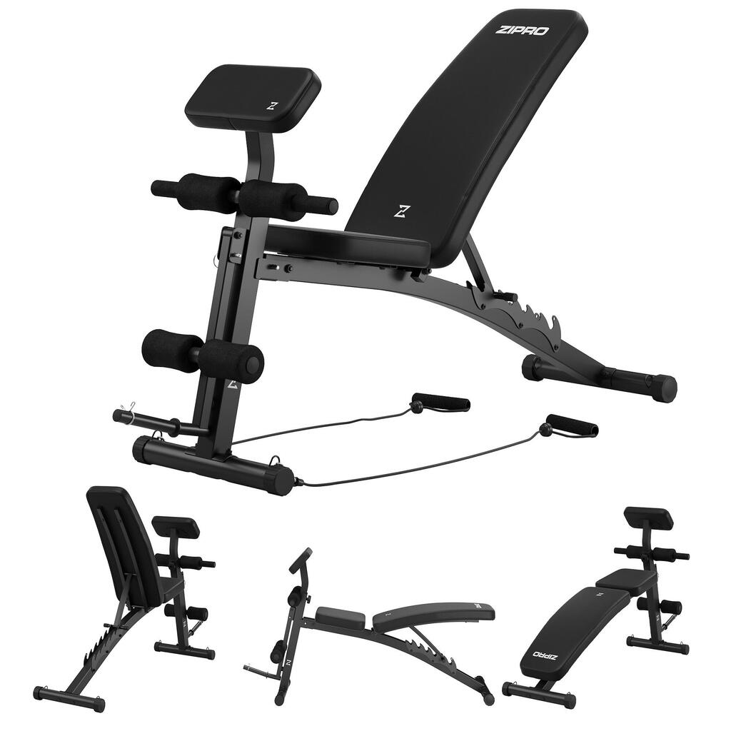 Weight Bench Zipro Volume Incline Adjustable with Curl Pad and Leg Developer
