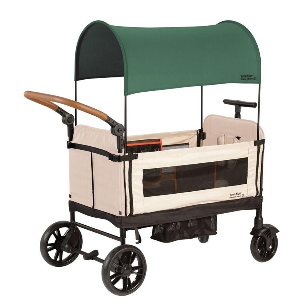 YVOLUTION Carrinho de transporte dobrável YVOLUTION WAGON com capa verde amovível
