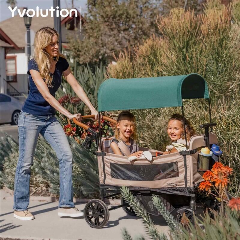 CARRO PLEGABLE PARA TRANSPORTE CUBIERTA DESMONTABLE VERDE YVOLUTION WAGON 5/6