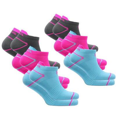 6pk - naadloze sportsokken met gewatteerde bescherming en ademend stof - caretta