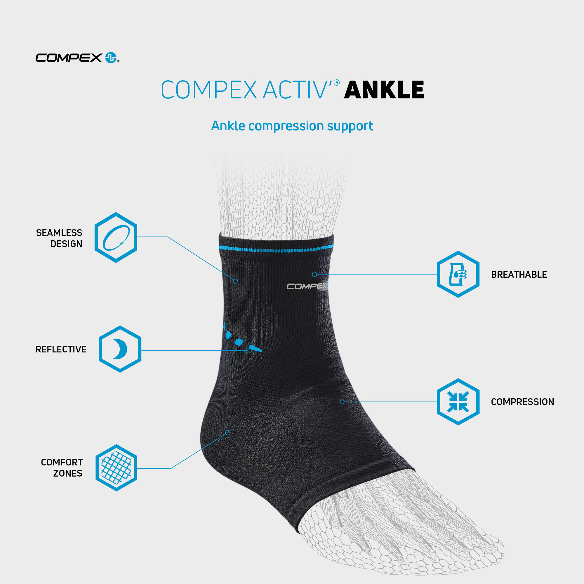 COMPEX ACTIV’ ANKLE Chevillière de contention sportive 2/6