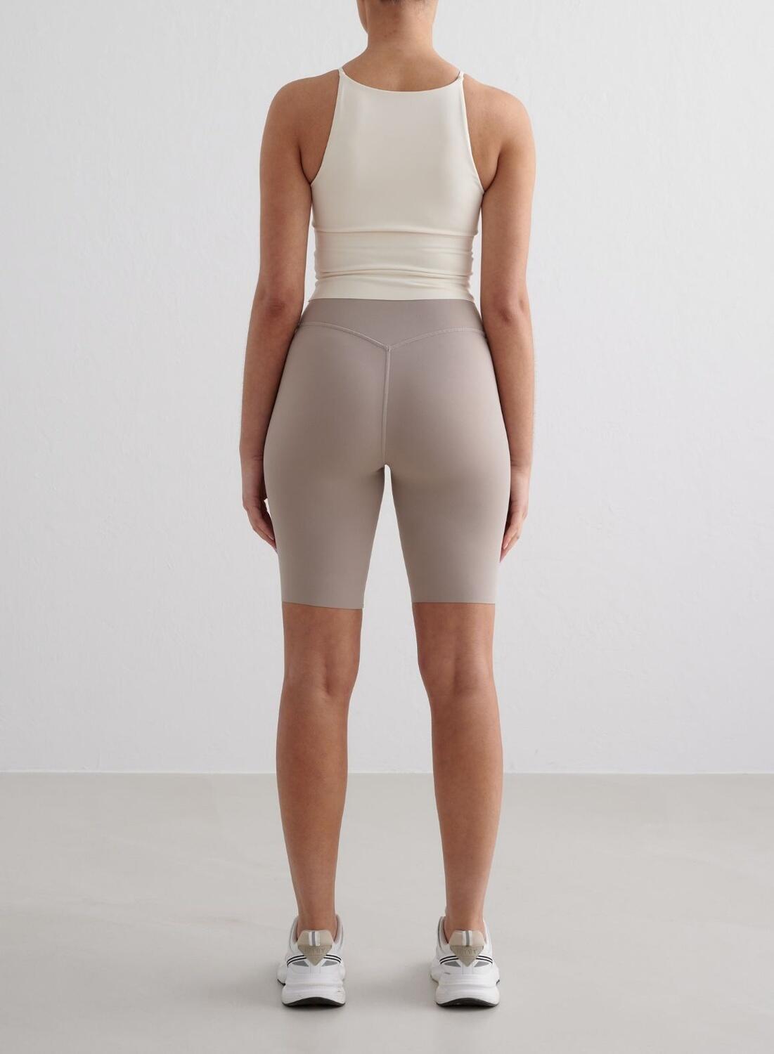 Femme Shorts Évacuation de l'humidité Résistant au Squat Beige Foncé 2/4