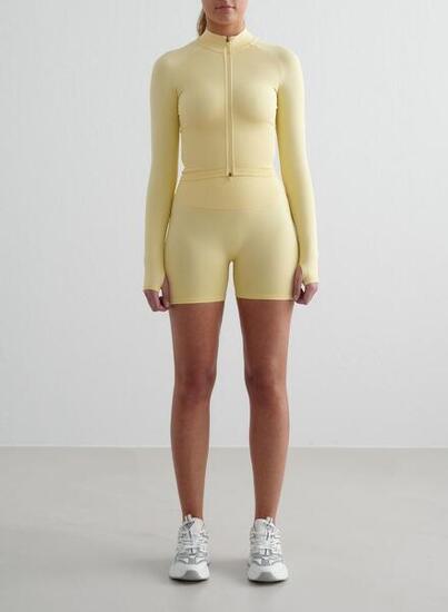 Donna Yoga Pantaloncini Mini Senza Cuciture Giallo Chiaro