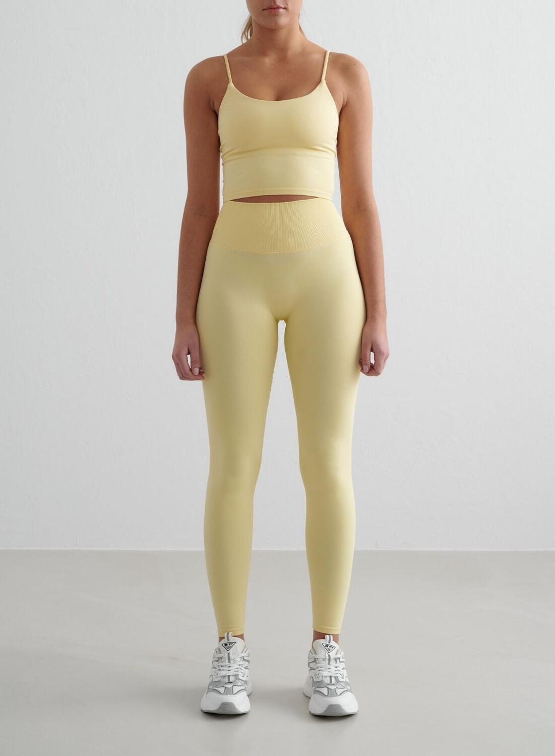 Damskie legginsy bezszwowe, wysoki stan, squat proof petite Shape żółty mellow