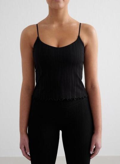 Femme Débardeur à Bretelles Texturé Évacuant l'humidité Noir