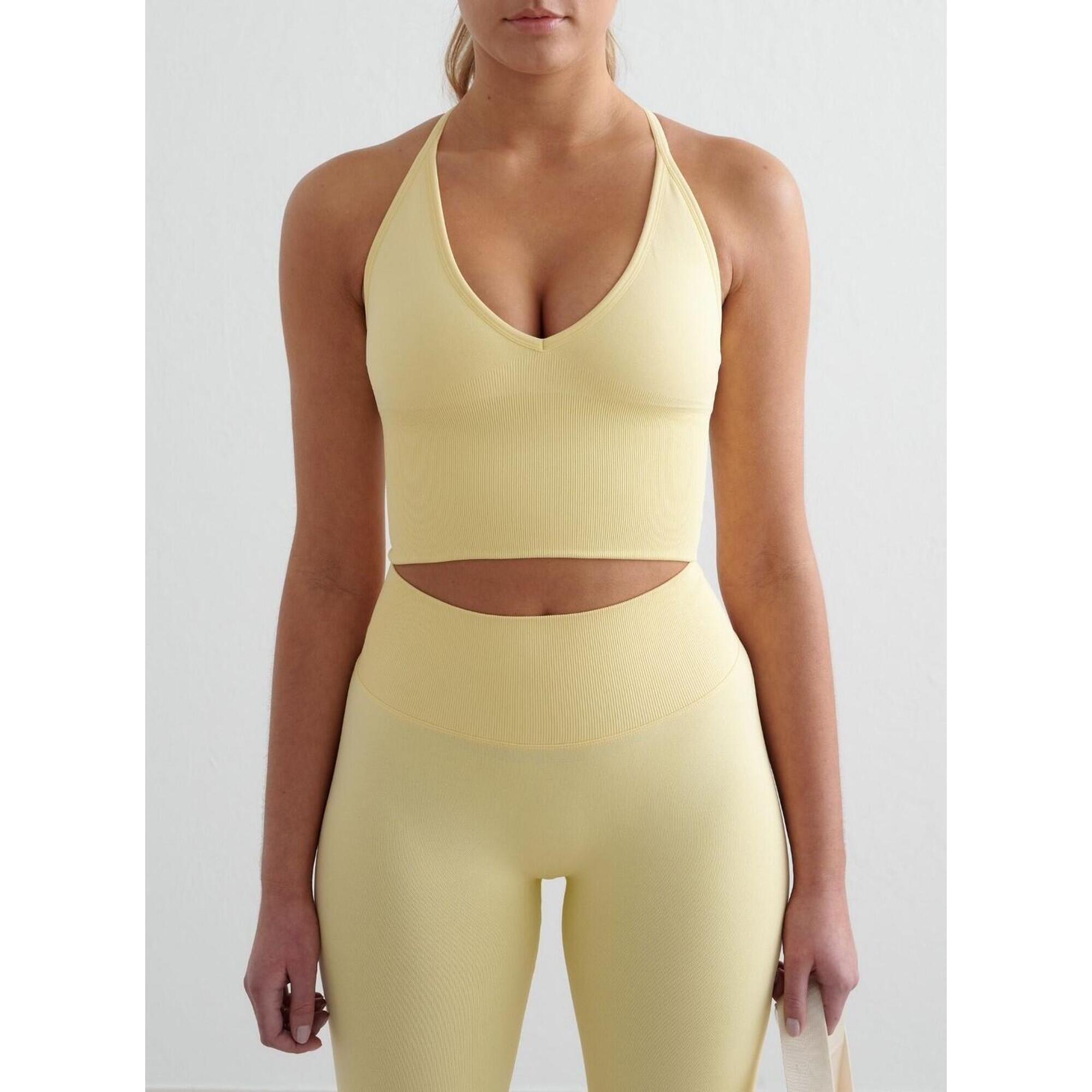 Aim'n - Femme Soutien-gorge De Sport Sans Couture Dos Croisé Bralette Jaune Clair - Brassière - Jaune - 38 S - Decathlon