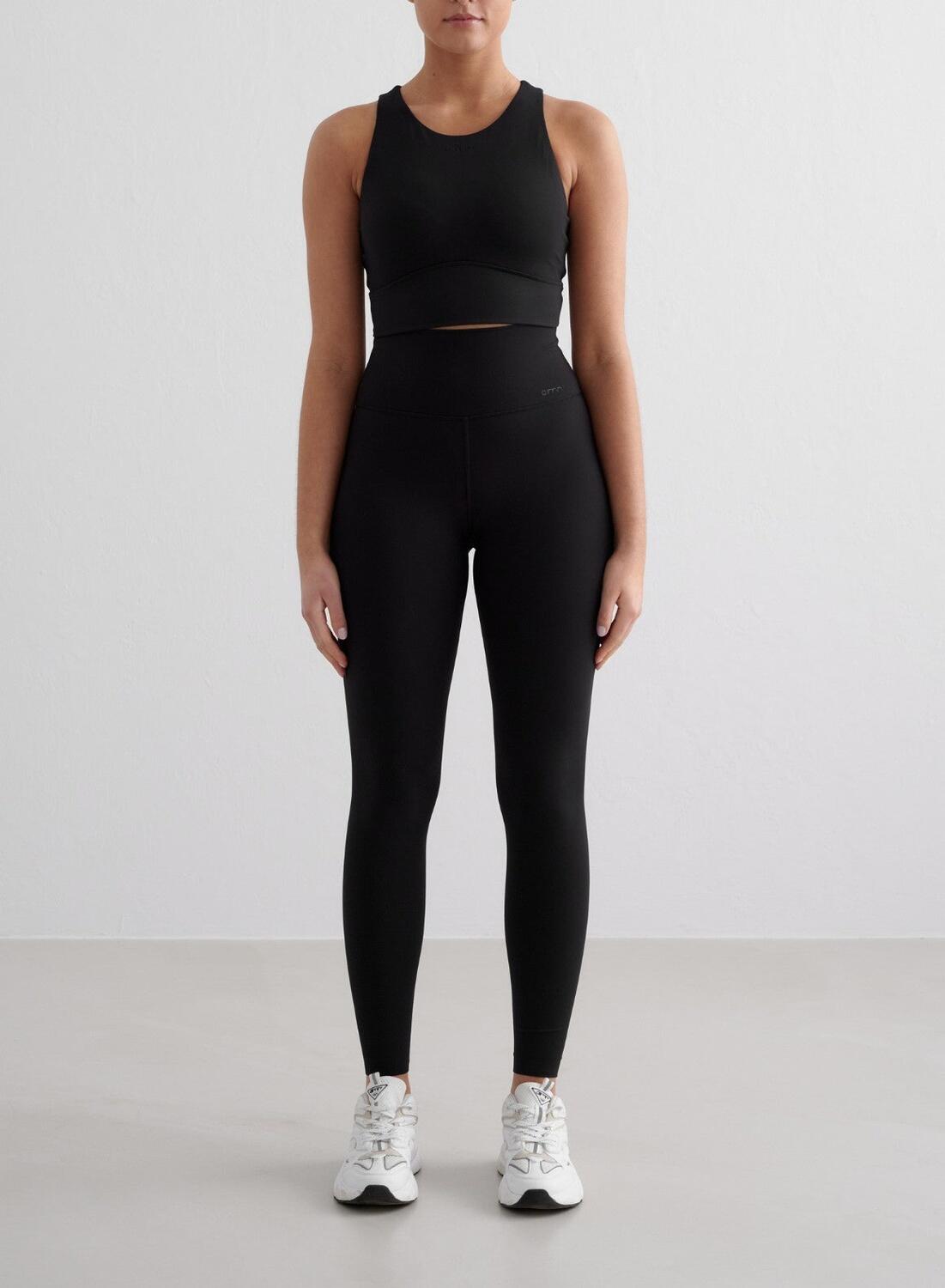 Mujer Sujetador Deportivo Escote Alto Espalda con Tiras Negro 3/4