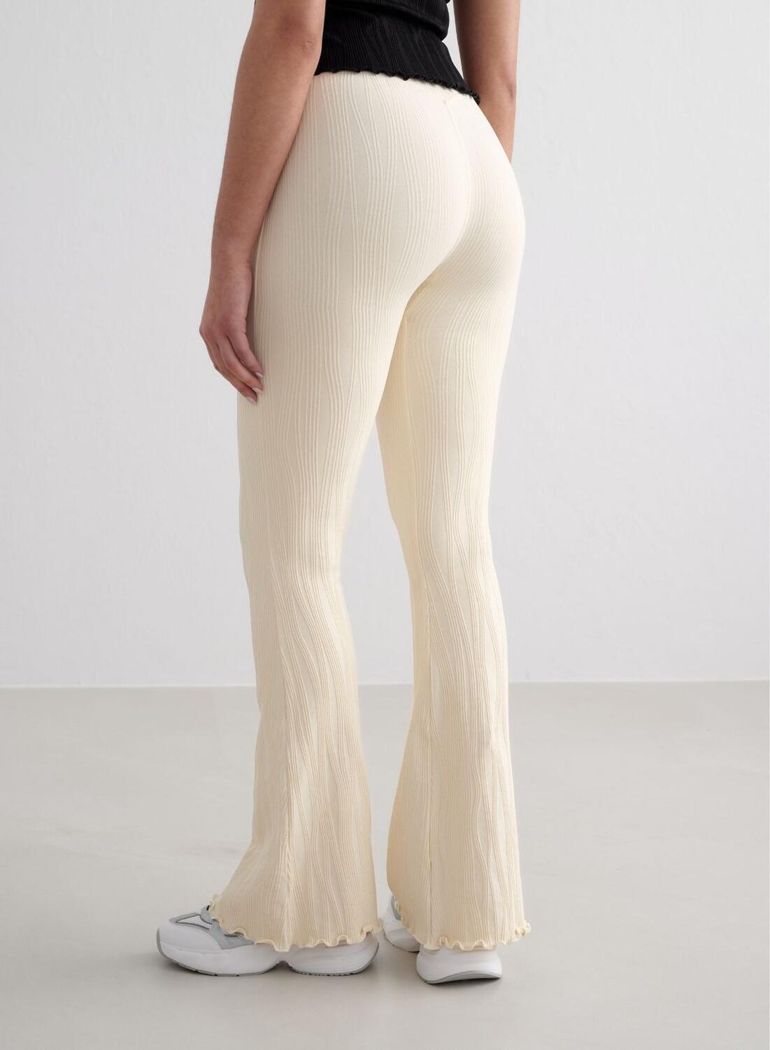 Femme Legging Évasé Taille Haute Sans Coutures Tulip Blanc Amande 4/7