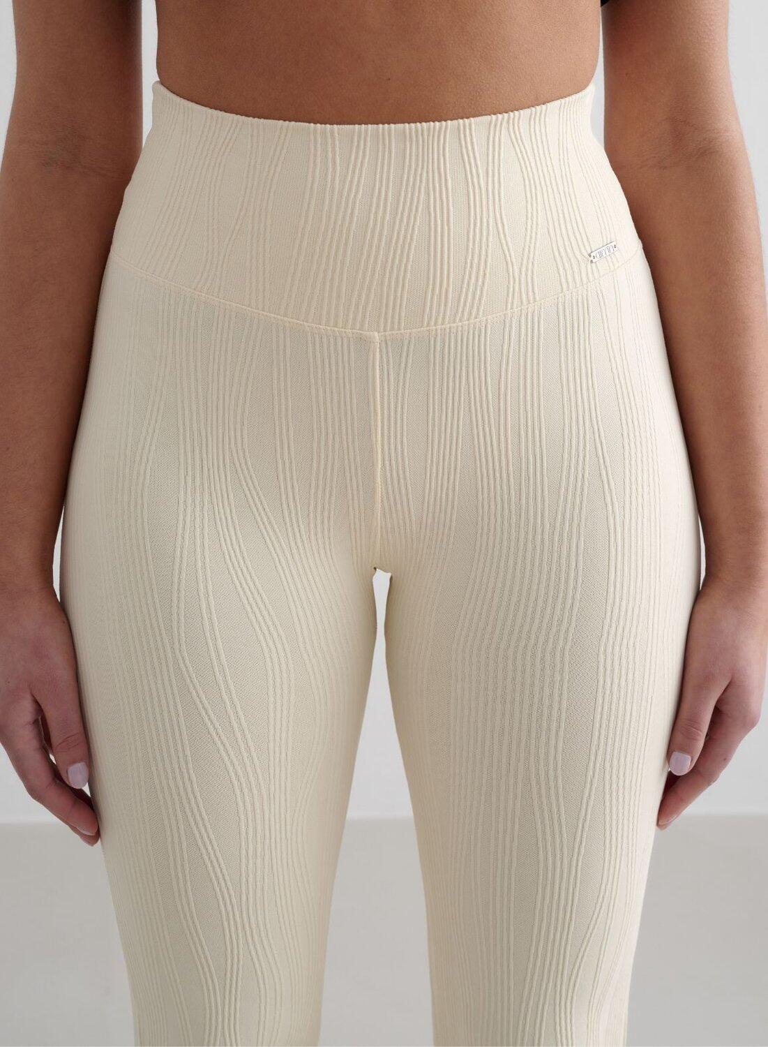 Femme Legging Évasé Taille Haute Sans Coutures Tulip Blanc Amande 7/7